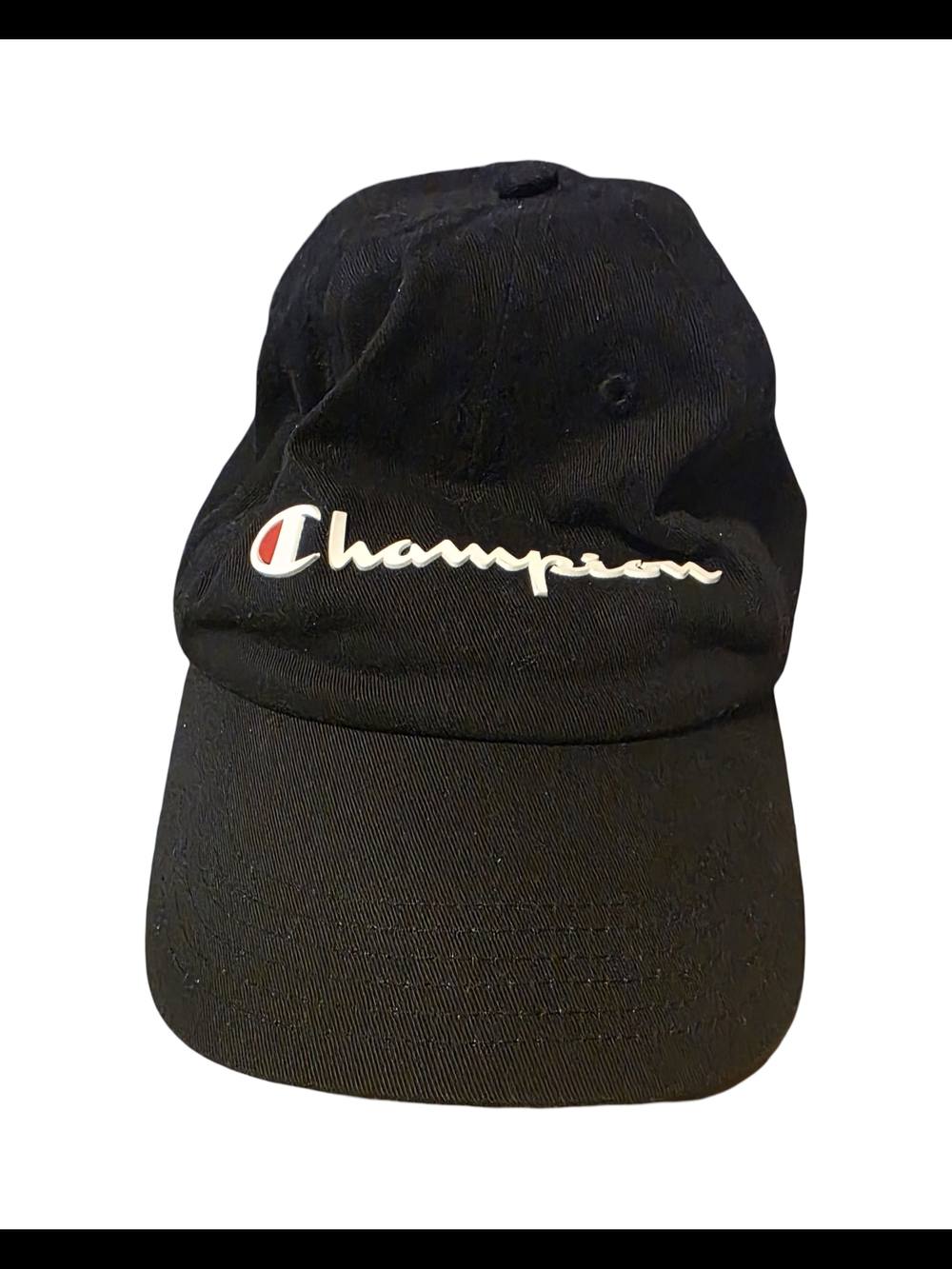 Champion Black Logo Baseball Cap with White & Red Accent